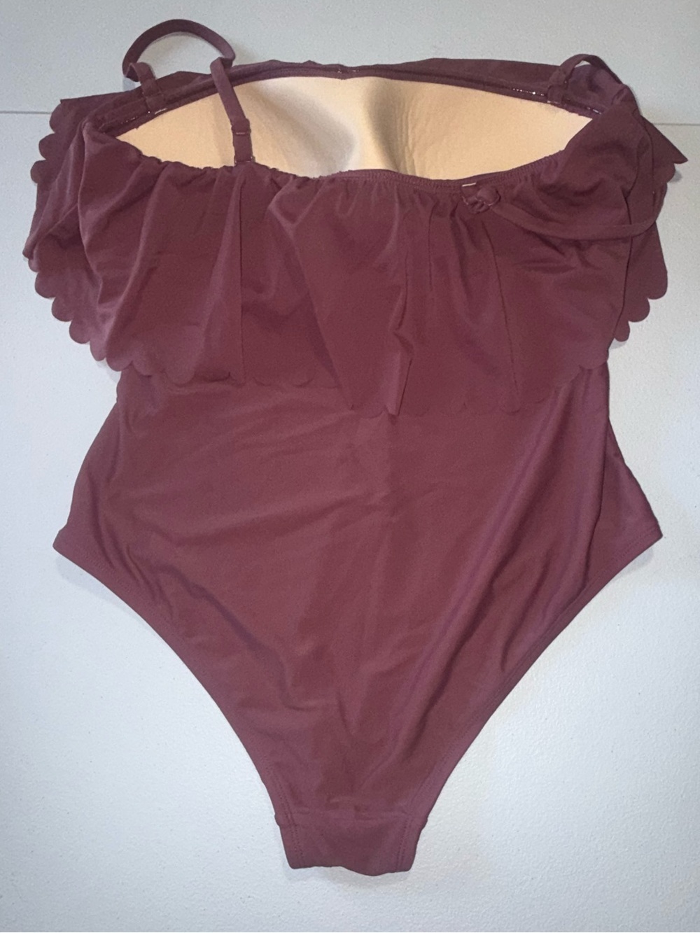 Kona Sol Women’s Mauve Ruffle One Piece Swimsuit Size Large beach resort swim - Picture 4 of 12